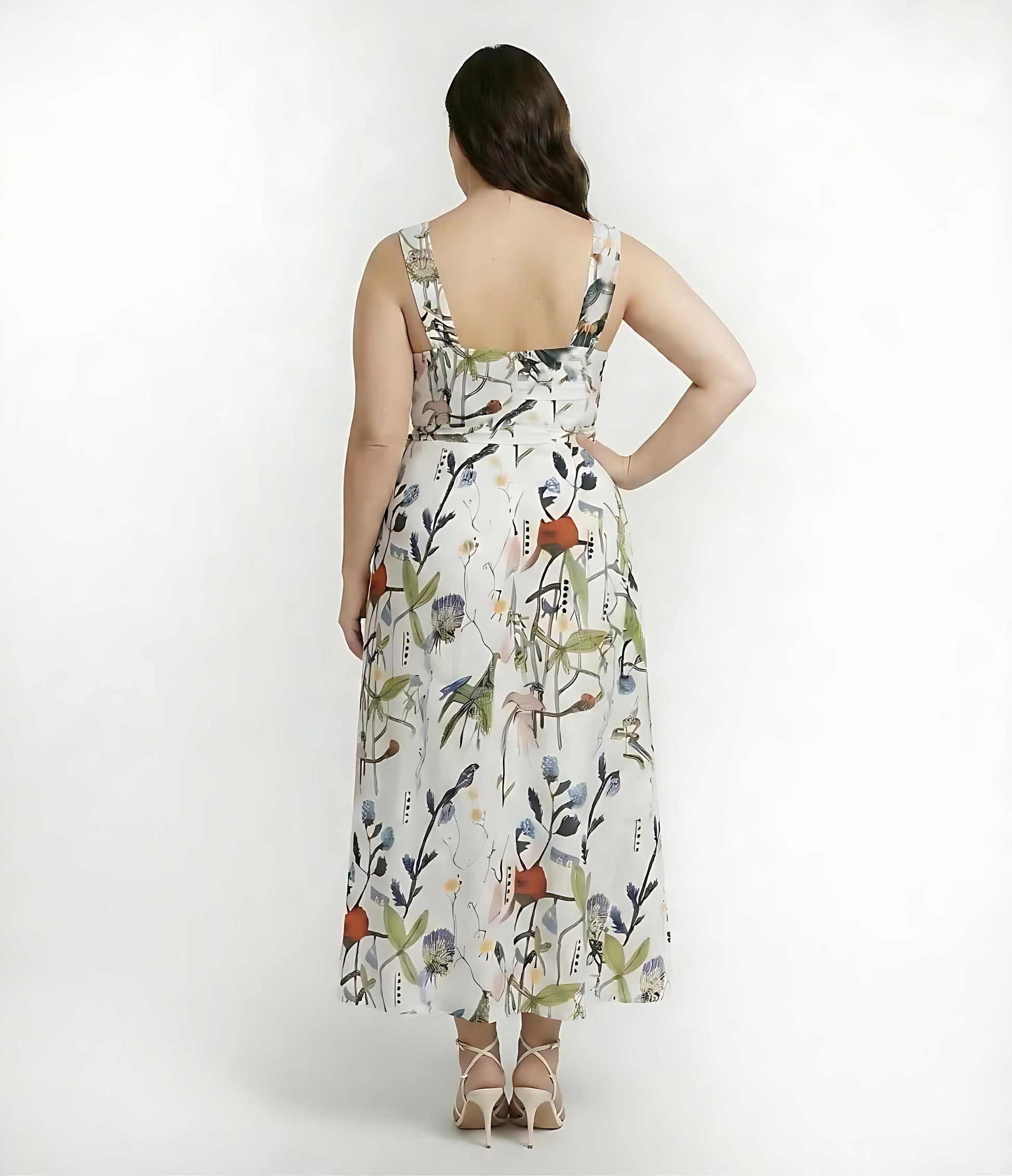 Plus size chinon dress with a fluid silhouette that moves easily and feels comfortable to wear