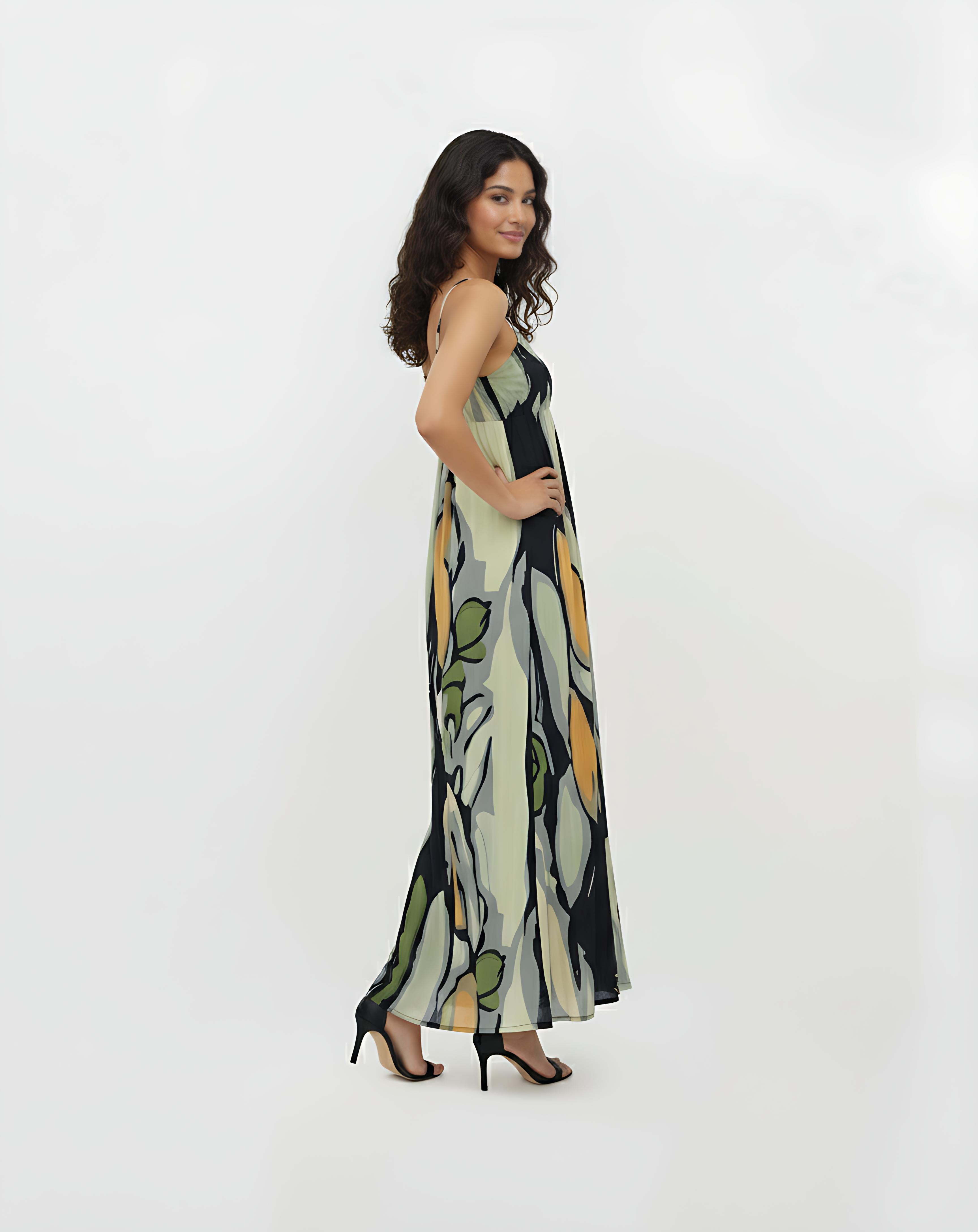 Amber Leaf Crepe Dress