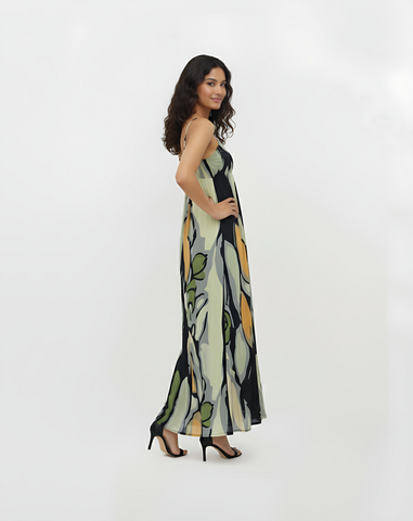Amber Leaf Crepe Dress