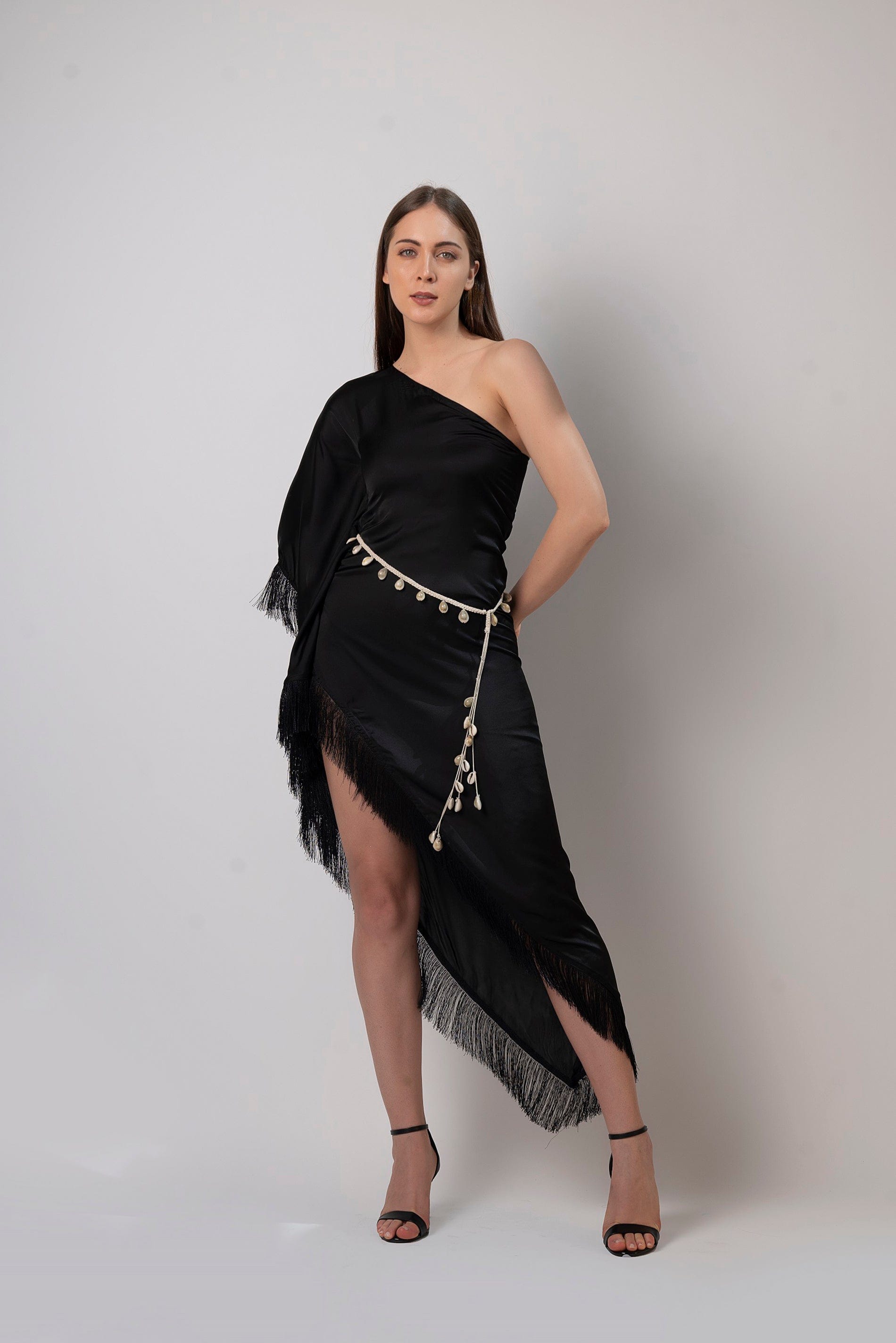 Black One Side Kaftan Dress