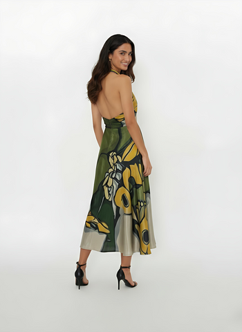 Verdant Bloom Halter Dress