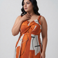 Plus size cotton satin midi dress with a smooth, non-clingy drape that falls comfortably over curves