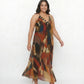 Curve fit chinon blend maxi dress with an A-line silhouette for a balanced, elongated look