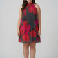 Curve fit chinon dress with a halter neckline and adjustable tie-back, designed for a balanced and comfortable fit