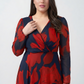 Curve fit chinon dress with an overlapped V-neckline, designed to define the upper body and create a balanced shape