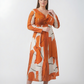 Extended size abstract print midi dress, perfect for parties, dinners, and special occasions