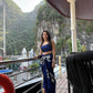 Printed crepe co-ord set with twisted knot detail at the waist