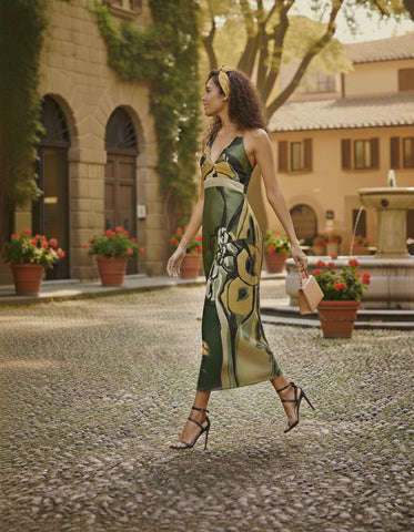 Verdant Bloom Halter Dress