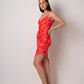 Red floral printed muslin dress with a breezy summer silhouette