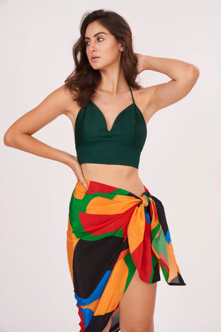 Adjustable side-knot tie detail at the waist on smooth, lightweight fabric for a comfortable and customized fit.