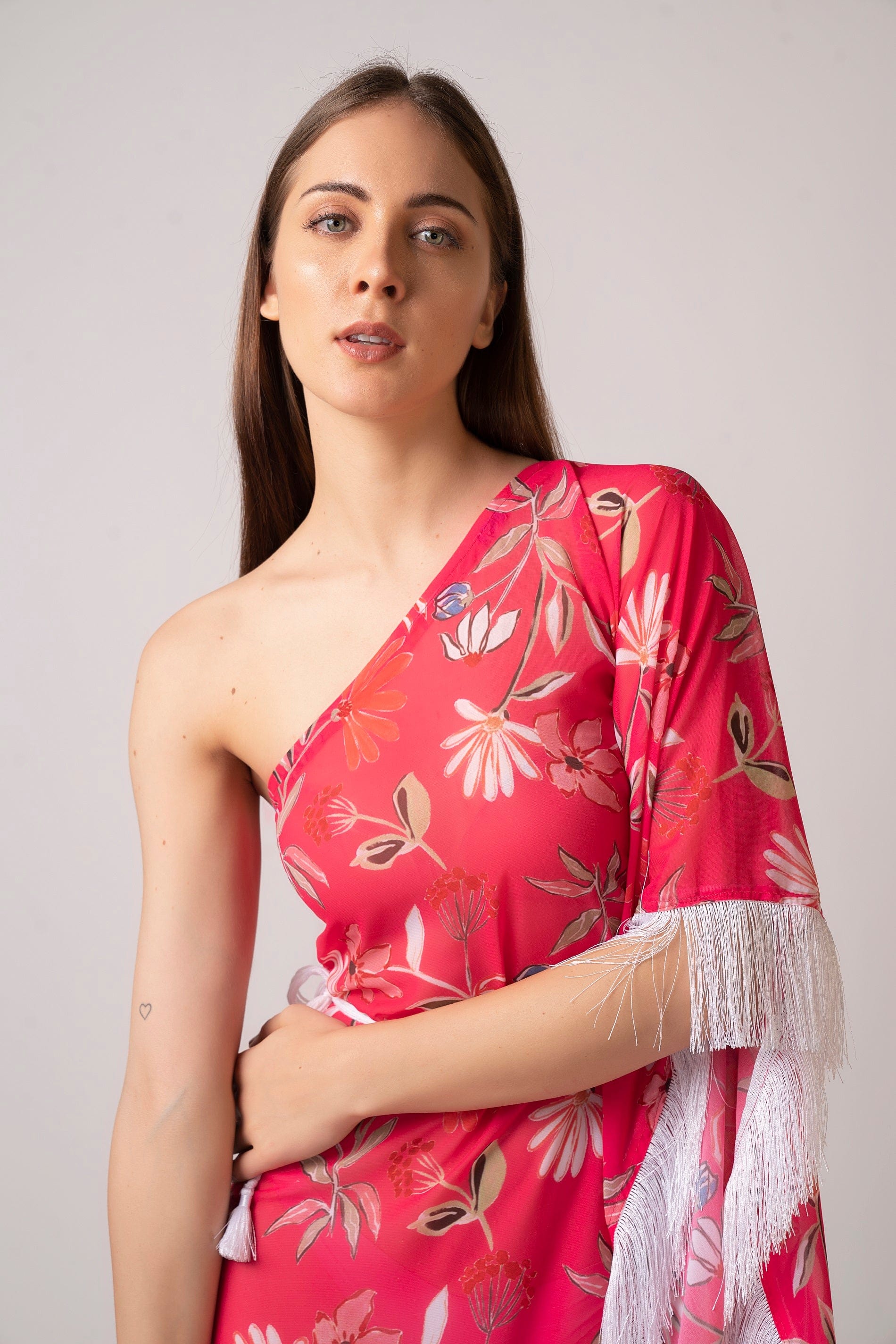 Floral One Shoulder Kaftan Dress