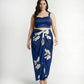Plus size floral crepe co-ord set with a strap-shoulder top and wrap skirt