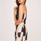 Sweetheart-neck silk mini dress with front cut-out detailing, suitable for cocktail parties and evening outings
