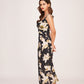 Ankle-length satin dress featuring a flowing, refined silhouette