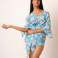 Blue printed dress with an asymmetric hemline for fluid, effortless movement