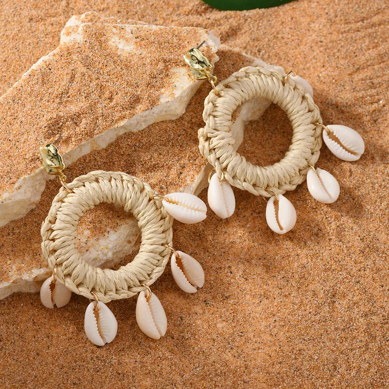 Shell Ring Drop Earrings – Imitation Gold