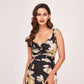 Ankle-length satin dress with a twisted neckline and slim shoulder straps