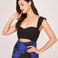 Ankle-length crepe dress with a sweetheart neckline and strap shoulders