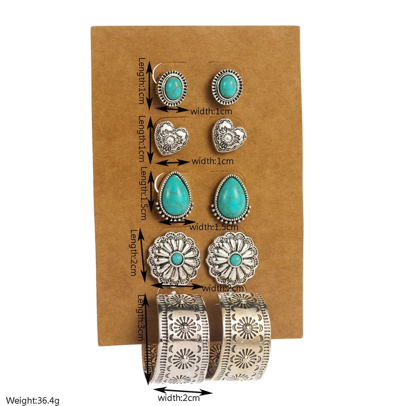 Turquoise Flower Drop Earrings – Antique Silver