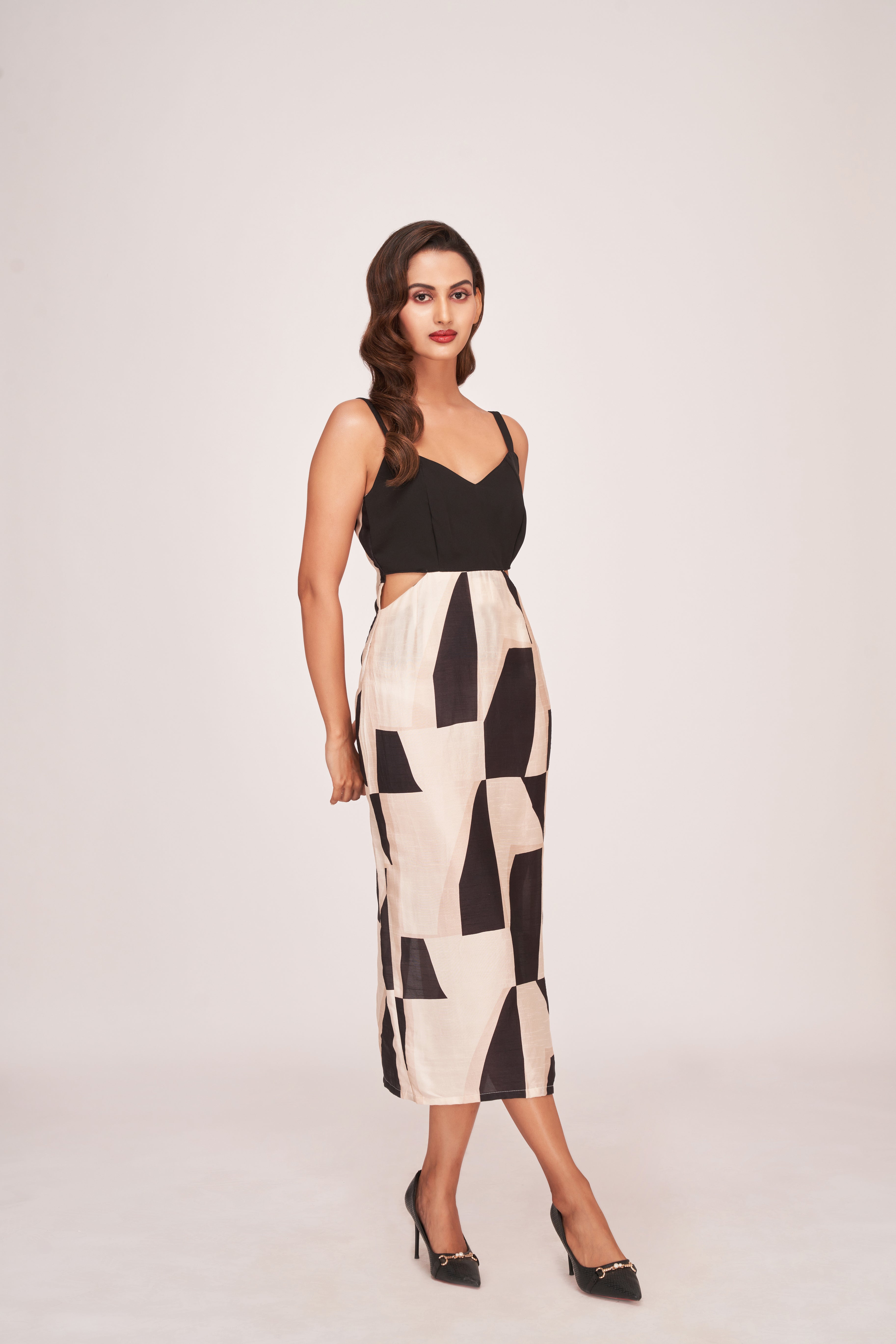 Infinite Chic Noir Satin Dress