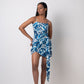 Wrap-style cotton midi dress with pleated tie-up detailing at the waist