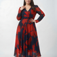 XL floral chinon ankle-length dress with a side slit, perfect for parties, dinners, and special occasions