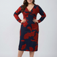 XL floral chinon midi dress, perfect for weddings, cocktail parties, and elegant celebrations