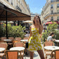 Breathable muslin tube dress in yellow with a soft, airy resort-ready finish